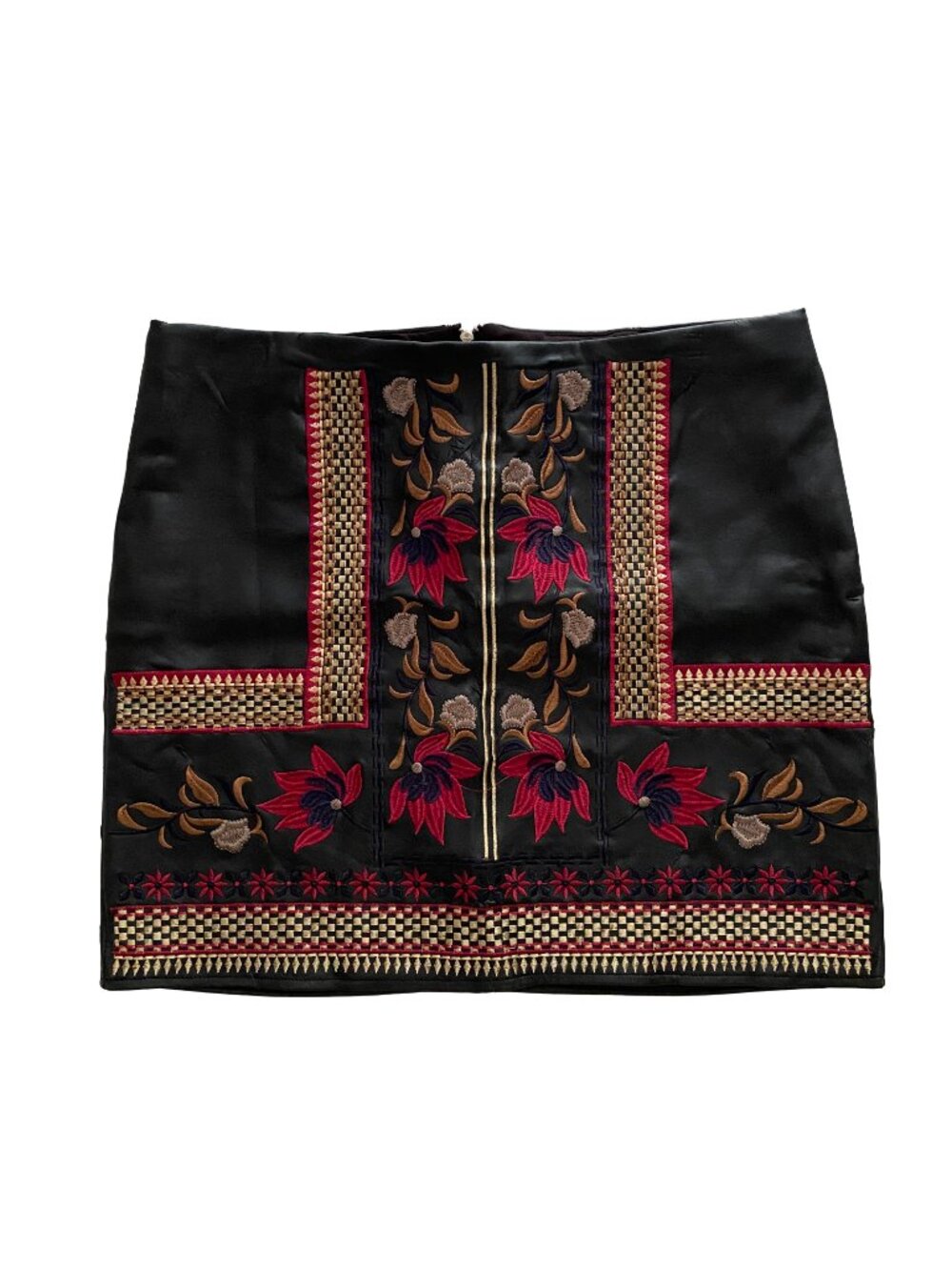 Romeo + Juliet Couture - Embroidered Faux Leather Mini Skirt - Women's Size M